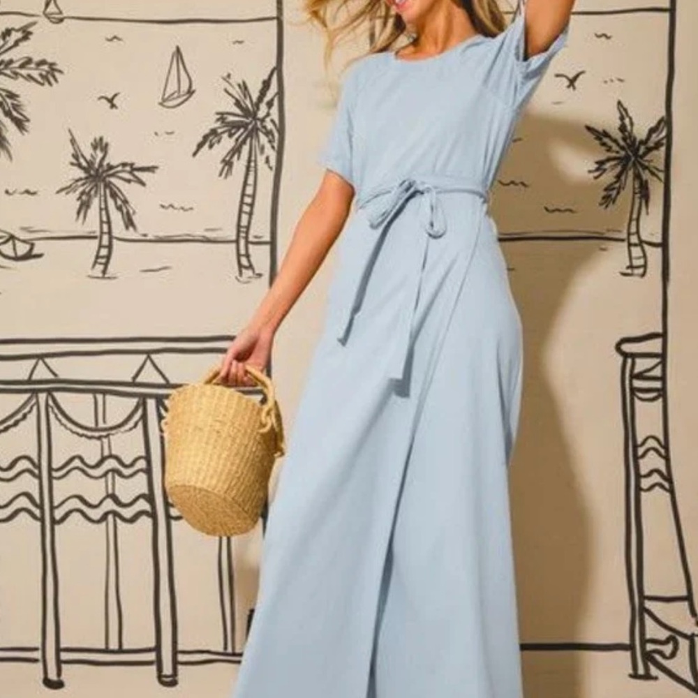 Tuckernuck Pomander Place Sawyer Slate Blue Maxi Dress Size L